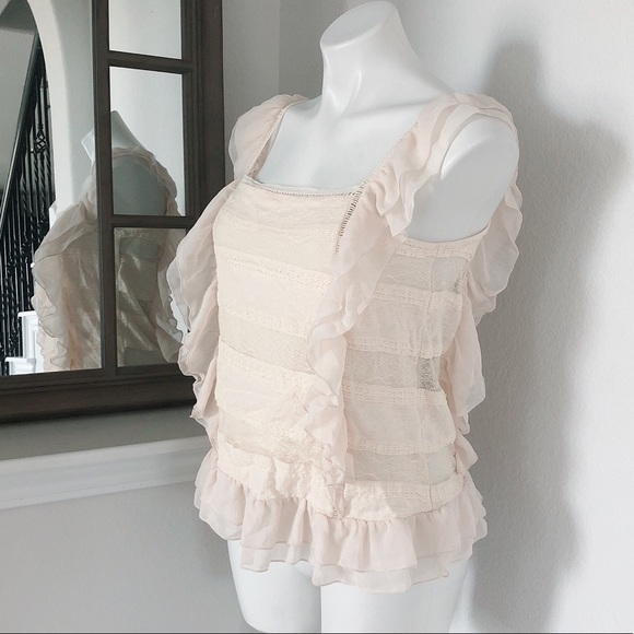 Romeo+Juliet Couture Ruffle Blouse in Cream Blush, Size M EXCELLENT! - Picture 2 of 8